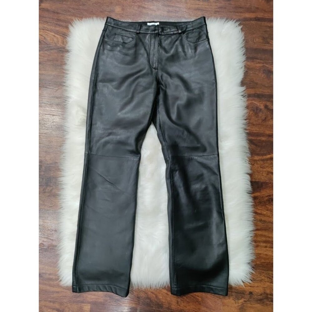 Halogen High Waisted 5 Pocket Bootcut Leather Pants Black Women's Size 4 - Picture 13 of 15